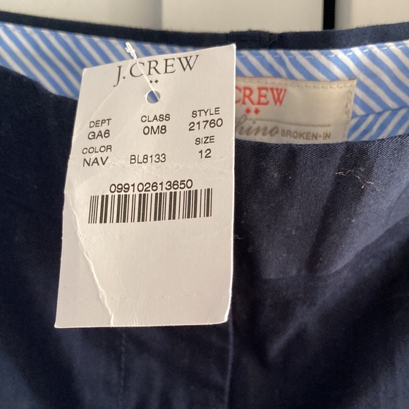 NWT J. Crew Navy Cotton Shorts Size 12 - Picture 2 of 5